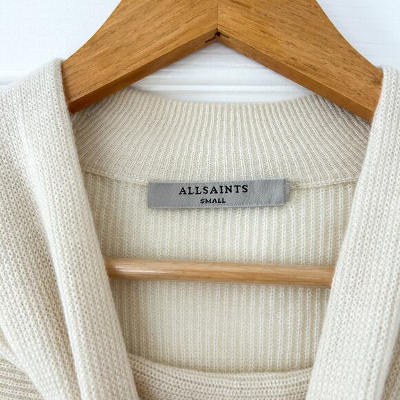 AllSaints Cream Ivory Cowl Neck Oversized Turtleneck Sweater Size Small EUC - Picture 3 of 5